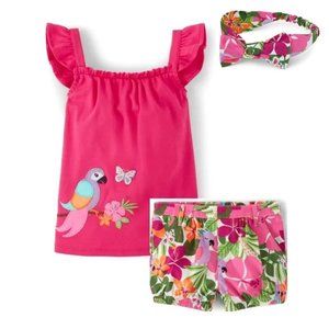 Gymboree Girl Safari Parrot Tank Shorts 12-18M  NEW